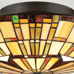 Luminosa Lighting Elstead Quoizel Reed Ceiling Light Tiffany Style Valiant Bronze, Art Glass Shade 2X E27 - thumbnail 5