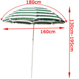 Sundaze 1.6M Green-White Beach Garden Parasol Umbrella Outdoor Patio Sunshade Uv Protection - thumbnail 3