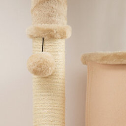 Pawhut Cat Tree Tower Scratching Post Bed House, 132Cm, Beige - thumbnail 9