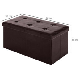 Wyld Haus Sahapa Brown Faux Leather Folding Storage Ottoman Bench With Lift-Up Lid - L76 X D38 X H38Cm - thumbnail 4