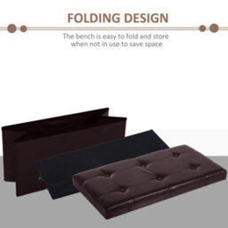 Wyld Haus Sahapa Brown Faux Leather Folding Storage Ottoman Bench With Lift-Up Lid - L76 X D38 X H38Cm - thumbnail 7