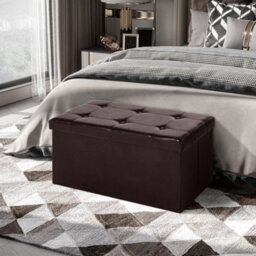 Wyld Haus Sahapa Brown Faux Leather Folding Storage Ottoman Bench With Lift-Up Lid - L76 X D38 X H38Cm - thumbnail 3