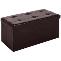 Wyld Haus Sahapa Brown Faux Leather Folding Storage Ottoman Bench With Lift-Up Lid - L76 X D38 X H38Cm - thumbnail 2