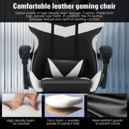 Faux Leather Racing Gaming Chair Swivel Office Gamer Desk Chair Adjustable - thumbnail 4