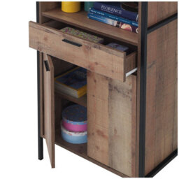 Timber Art Design Stretton Tall Storage Kitchen Pantry Sideboard Cabinet Rustic Industrial Oak - thumbnail 4