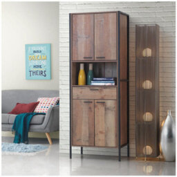 Timber Art Design Stretton Tall Storage Kitchen Pantry Sideboard Cabinet Rustic Industrial Oak