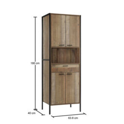 Timber Art Design Stretton Tall Storage Kitchen Pantry Sideboard Cabinet Rustic Industrial Oak - thumbnail 7