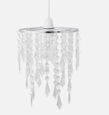 Modern Ceiling Lightshade Pendant Shade Chrome With Clear Acrylic Jewels - image 1