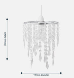 Modern Ceiling Lightshade Pendant Shade Chrome With Clear Acrylic Jewels - thumbnail 5