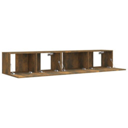Berkfield 2 Piece Tv Cabinet Set Smoked Oak Engineered Wood - thumbnail 4