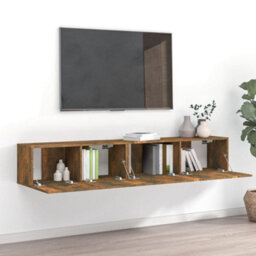 Berkfield 2 Piece Tv Cabinet Set Smoked Oak Engineered Wood - thumbnail 1