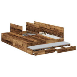 Berkfield Modern Storage Bed Frame Old Wood 135X190 Cm - thumbnail 3