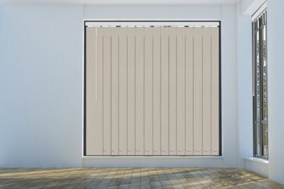 Caecus Blinds Blackout Plain Vertical Blind Complete 240Cm, Cream, Long Drop - image 1