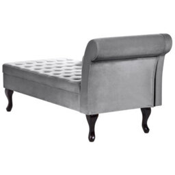 Beliani Right-Hand Chaise Longue Pessac Velvet Light Grey With Storage - thumbnail 9