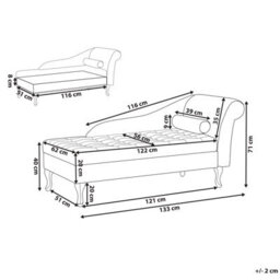 Beliani Right-Hand Chaise Longue Pessac Velvet Light Grey With Storage - thumbnail 3