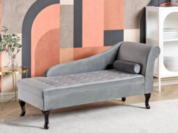 Beliani Right-Hand Chaise Longue Pessac Velvet Light Grey With Storage - thumbnail 2