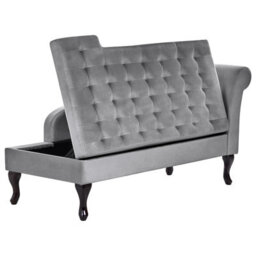 Beliani Right-Hand Chaise Longue Pessac Velvet Light Grey With Storage - thumbnail 7