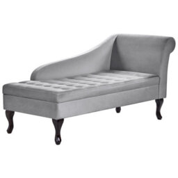 Beliani Right-Hand Chaise Longue Pessac Velvet Light Grey With Storage - thumbnail 6
