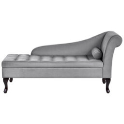Beliani Right-Hand Chaise Longue Pessac Velvet Light Grey With Storage - thumbnail 1
