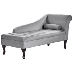 Beliani Right-Hand Chaise Longue Pessac Velvet Light Grey With Storage - thumbnail 4