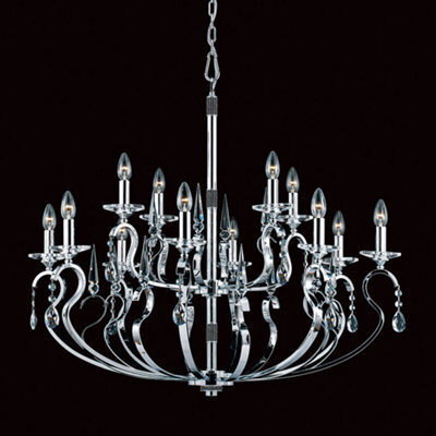 Luminosa Lighting Luminosa Rhinestone Crystal Chrome 12 Arm Chandelier