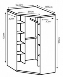 Omega Oak And Mirror Corner Mirrored Wardrobe - thumbnail 4