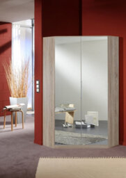 Omega Oak And Mirror Corner Mirrored Wardrobe - thumbnail 2