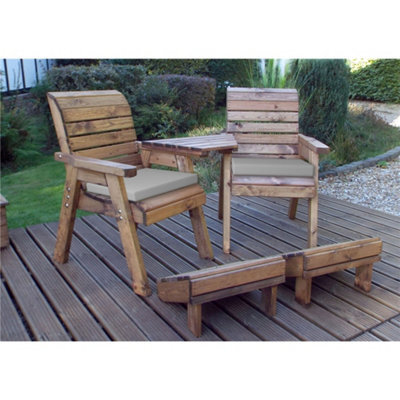 Marlborough Deluxe 2 Seat Angled Lounger Set With 2 X Chair Cushion Grey & 1 X Fitted Cover - image 1
