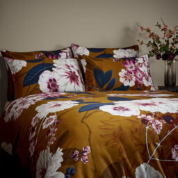 Paoletti Kyoto Floral 100% Cotton Duvet Cover Set, Double, Yellow - thumbnail 4