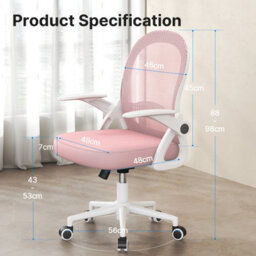 Onemill Ergonomic Breathable Mesh Office Chair With Lumbar Support-Pink - thumbnail 2