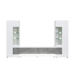 Furniture in Fashion Santiago Entertainment Unit In White Gloss And Concrete Effect - thumbnail 3