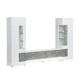 Furniture in Fashion Santiago Entertainment Unit In White Gloss And Concrete Effect - thumbnail 5