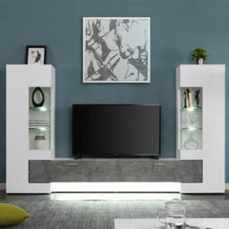 Furniture in Fashion Santiago Entertainment Unit In White Gloss And Concrete Effect - thumbnail 2