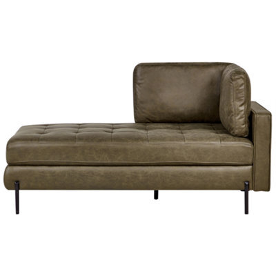 Beliani Right-Hand Chaise Longue Rebais Faux Leather Green - image 1