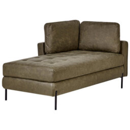 Beliani Right-Hand Chaise Longue Rebais Faux Leather Green - thumbnail 4