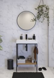 Sensio Aspect Matt Black Round Wall-Mounted Bathroom & Wc Illuminated Contemporary Illuminated Mirror (H)60Cm (W)60Cm - thumbnail 6