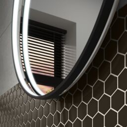 Sensio Aspect Matt Black Round Wall-Mounted Bathroom & Wc Illuminated Contemporary Illuminated Mirror (H)60Cm (W)60Cm - thumbnail 3