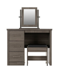 Seconique Lisbon Black Wood Grain 3 Drawer Dressing Table Set Mirror Stool - thumbnail 5