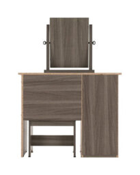 Seconique Lisbon Black Wood Grain 3 Drawer Dressing Table Set Mirror Stool - thumbnail 6