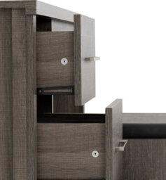 Seconique Lisbon Black Wood Grain 3 Drawer Dressing Table Set Mirror Stool - thumbnail 7