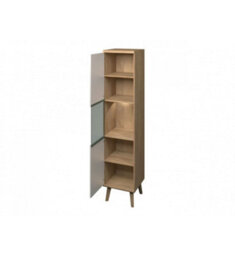 Arte Elegant Primo Tall Display Cabinet H1970mm W500mm D400mm In White And Oak Riviera - Space-Saving Storage Solution - thumbnail 2