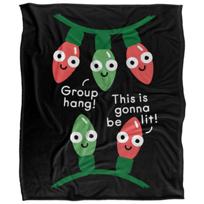 David Olenick A Delightful Holiday Silky Supersoft Blanket Black/red/green (One Size) - image 1