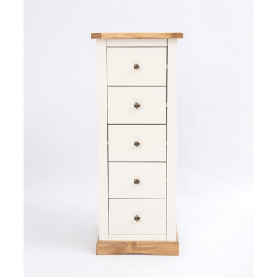 Cabinet Bits Trevi 5 Drawer Narrow Chest Of Drawers Brass Knob - image 1
