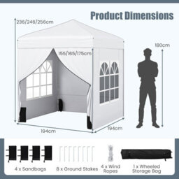 Gainoom 194X194Cm Commercial Gazebo Tent With 4 Sidewalls & Carry Bag For Party Market - thumbnail 2