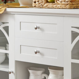 Kitchen Storage Cabinet White Cupboard Sideboard With 2 Glass Doors & 2 Drawers,sobuy Fsb79-W - thumbnail 9