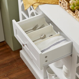 Kitchen Storage Cabinet White Cupboard Sideboard With 2 Glass Doors & 2 Drawers,sobuy Fsb79-W - thumbnail 8