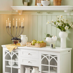 Kitchen Storage Cabinet White Cupboard Sideboard With 2 Glass Doors & 2 Drawers,sobuy Fsb79-W - thumbnail 6