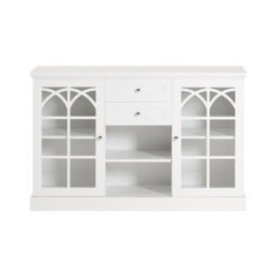 Kitchen Storage Cabinet White Cupboard Sideboard With 2 Glass Doors & 2 Drawers,sobuy Fsb79-W