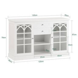 Kitchen Storage Cabinet White Cupboard Sideboard With 2 Glass Doors & 2 Drawers,sobuy Fsb79-W - thumbnail 3
