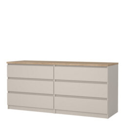 Furniture To Go Naia Wide Chest Of 6 Drawers (3+3) In Cashmere Jackson Hickory (W) 153.8 X  (H) 70.1 X (D) 50Cm - thumbnail 4